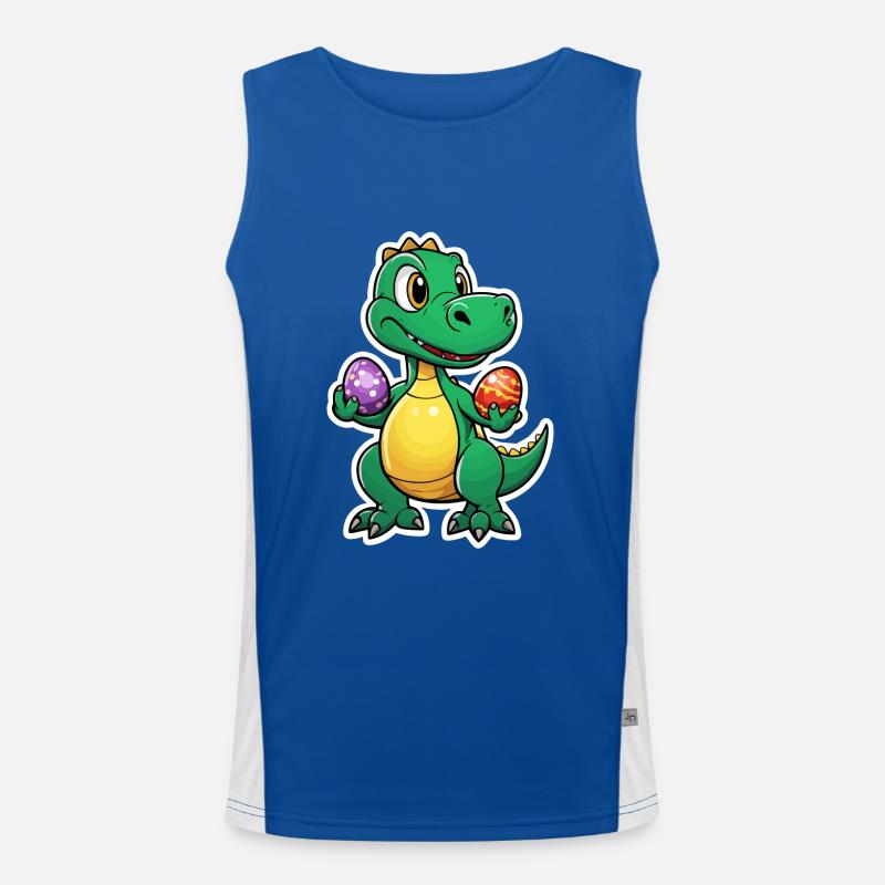 Dinosaur Easter Eggs Easter - Men's Functional Contrast Tank Top - royal/white