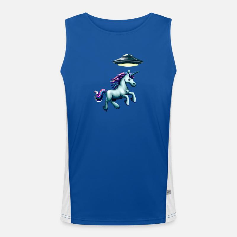 UFO kidnaps unicorn Men's Functional Contrast Tank Top 