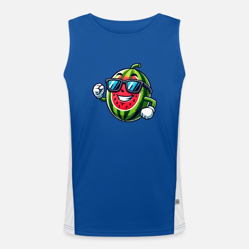 Cool Watermelon Summer Sunglasses Fruity Men's Functional Contrast Tank Top 