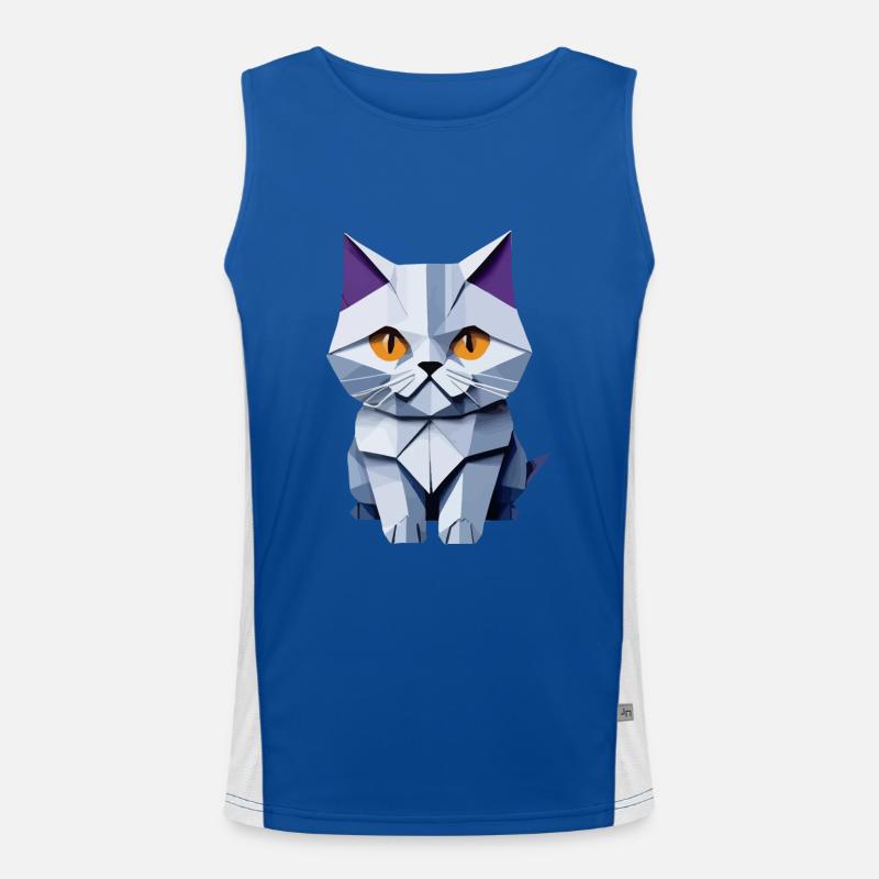 Britisch Kurzhaar Katze Origami Funktionelles Kontrast-Tank Top für Männer 