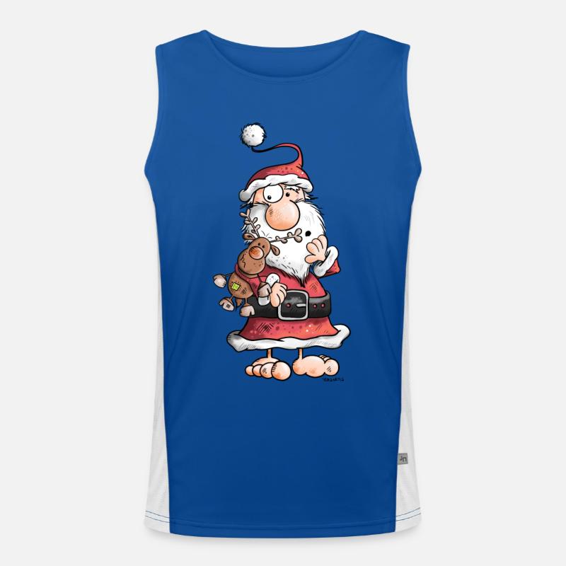 Weihnachtsmann knuddelt Rentier Funktionelles Kontrast-Tank Top für Männer 