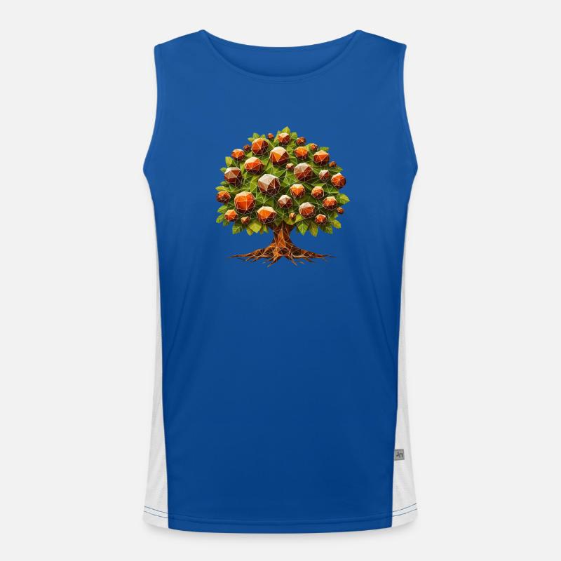 A deciduous chestnut tree in polygon style Men's Functional Contrast Tank Top 