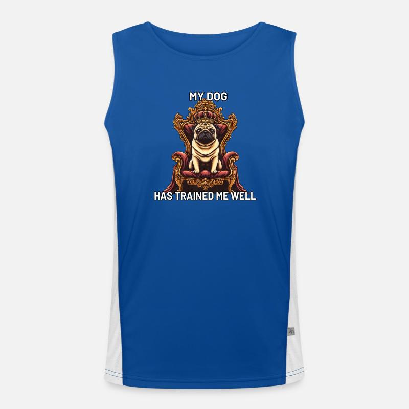 Dog Pug on Throne Dog Master Men's Functional Contrast Tank Top 