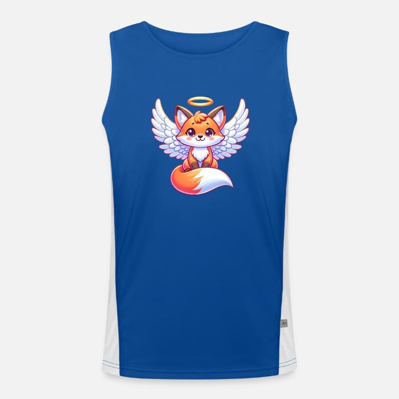 Rotfuchs Engel Heiligenschein Flügel Funktionelles Kontrast-Tank Top für Männer 