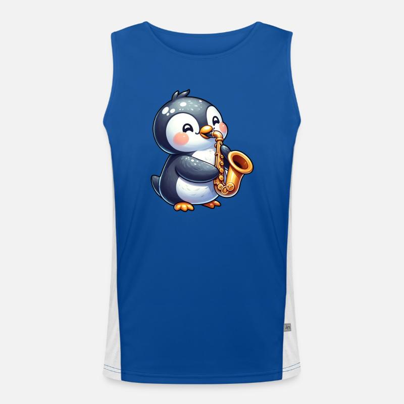 Pinguin Saxofonist Jazz Konzert Funktionelles Kontrast-Tank Top für Männer 