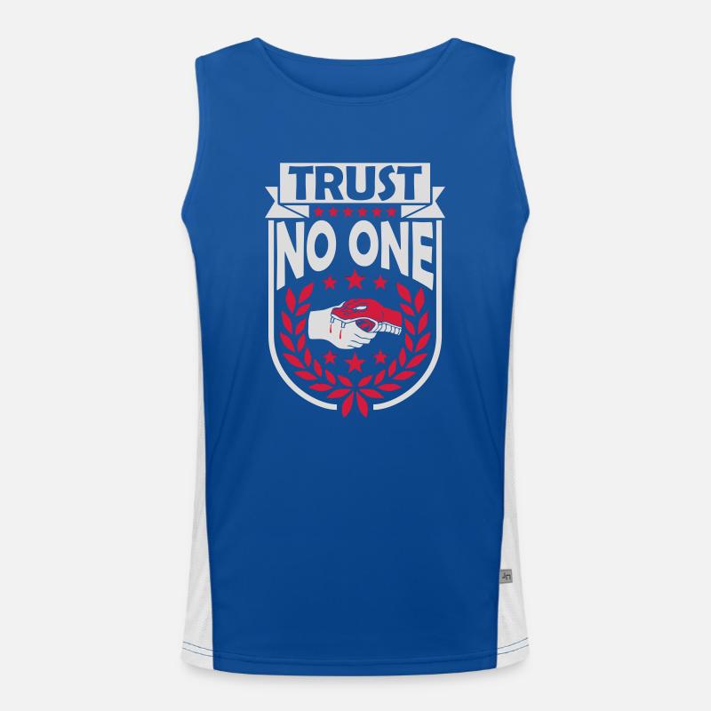 trust no one Zitat Funktionelles Kontrast-Tank Top für Männer 