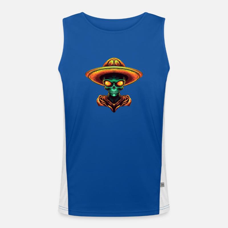 Mexikanisches Alien mit Sombrero Funktionelles Kontrast-Tank Top für Männer 
