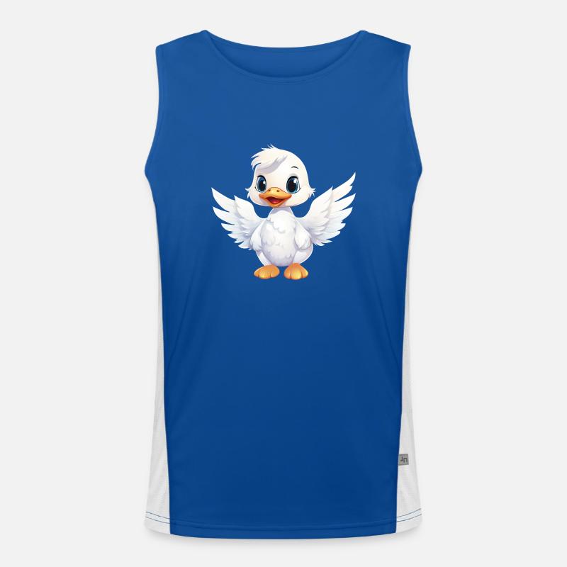 Canard Blanc Ange Ailes Mignon Bande Dessinée Débardeur respirant contrasté Homme 