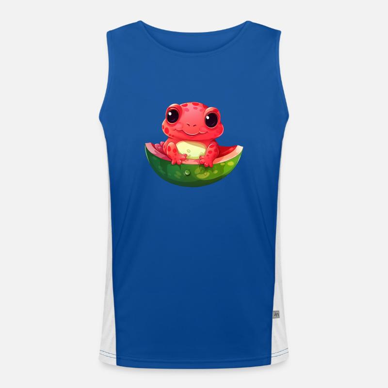 Axolotl extraterrestre rouge kawaii avec pastèque Débardeur respirant contrasté Homme 