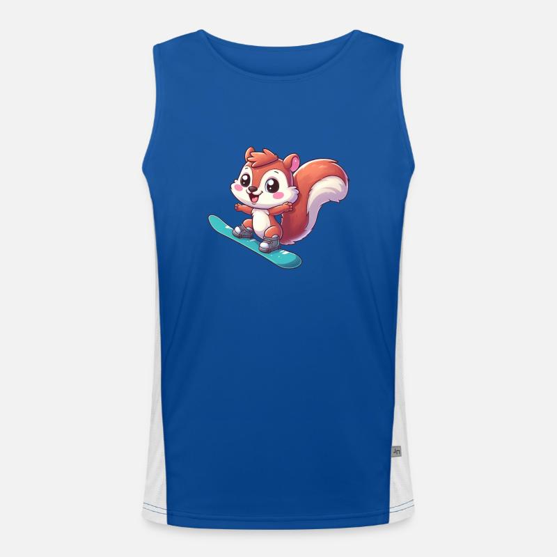 Cute Squirrel, Comic Snowboarder, Winter Urlau Men's Functional Contrast Tank Top 