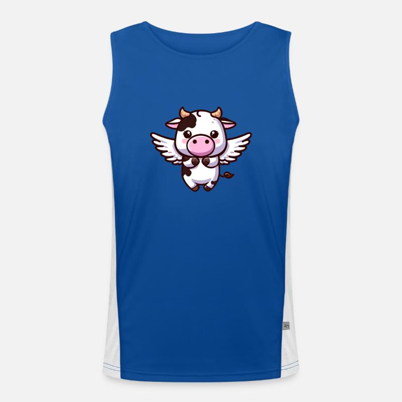 Himmlische Kuh: Ein Engel mit Flügeln Funktionelles Kontrast-Tank Top für Männer 