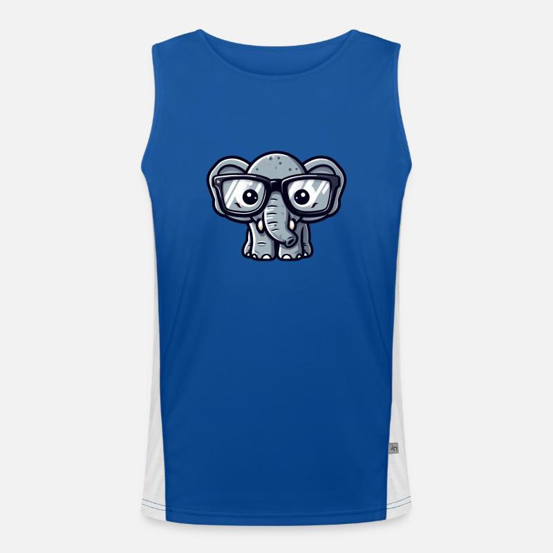 Nerd elephant with glasses Men's Functional Contrast Tank Top 