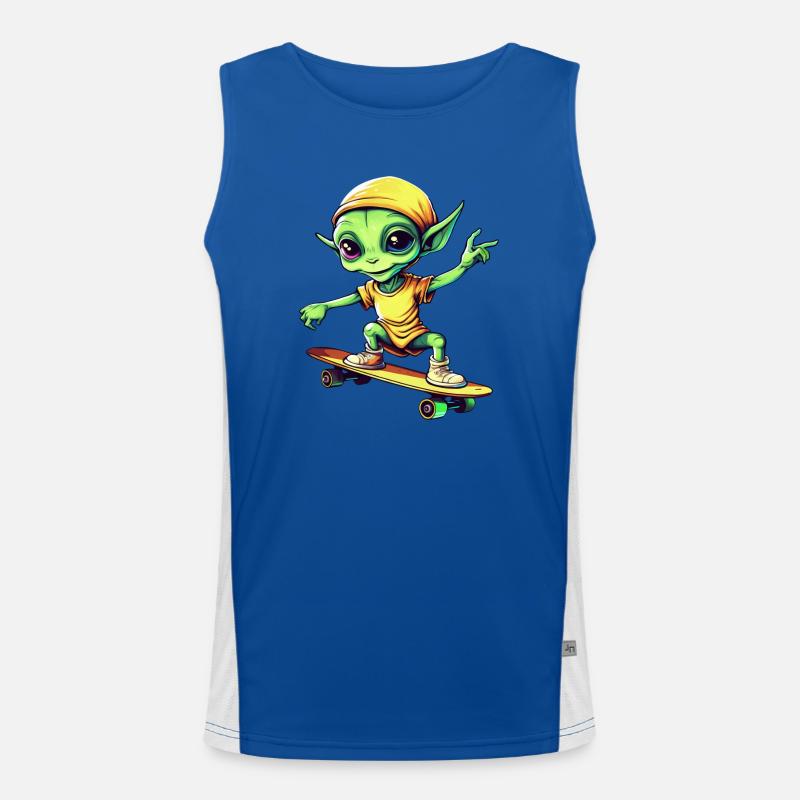 Alien vert sur skateboard : Intergalactique Débardeur respirant contrasté Homme 