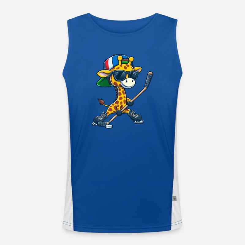 Skurriler Eishockeyschläger DoppelschlägerGiraffe Funktionelles Kontrast-Tank Top für Männer 