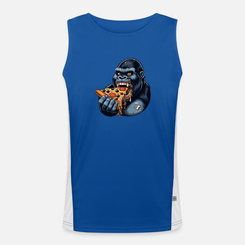 Gorilla Pizza Lover Funny Design Men's Functional Contrast Tank Top 