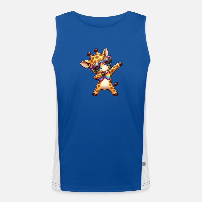 Cool rainbow giraffe dabbing LGBT - Men's Functional Contrast Tank Top  - royal/white