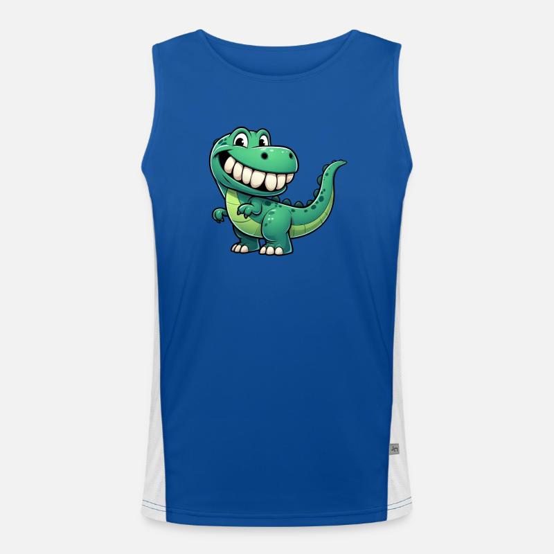 Mignon dessin animé T-Rex timide sourire Débardeur respirant contrasté Homme 