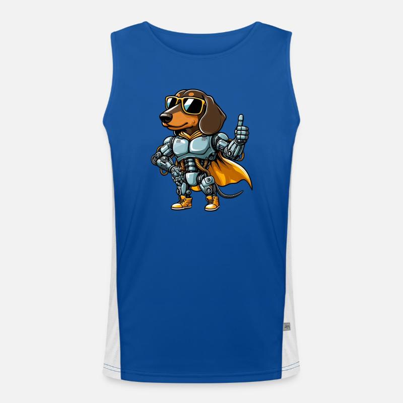 Teckel Robot Cyborg Sci-Fi Chien Mech Design Débardeur respirant contrasté Homme 