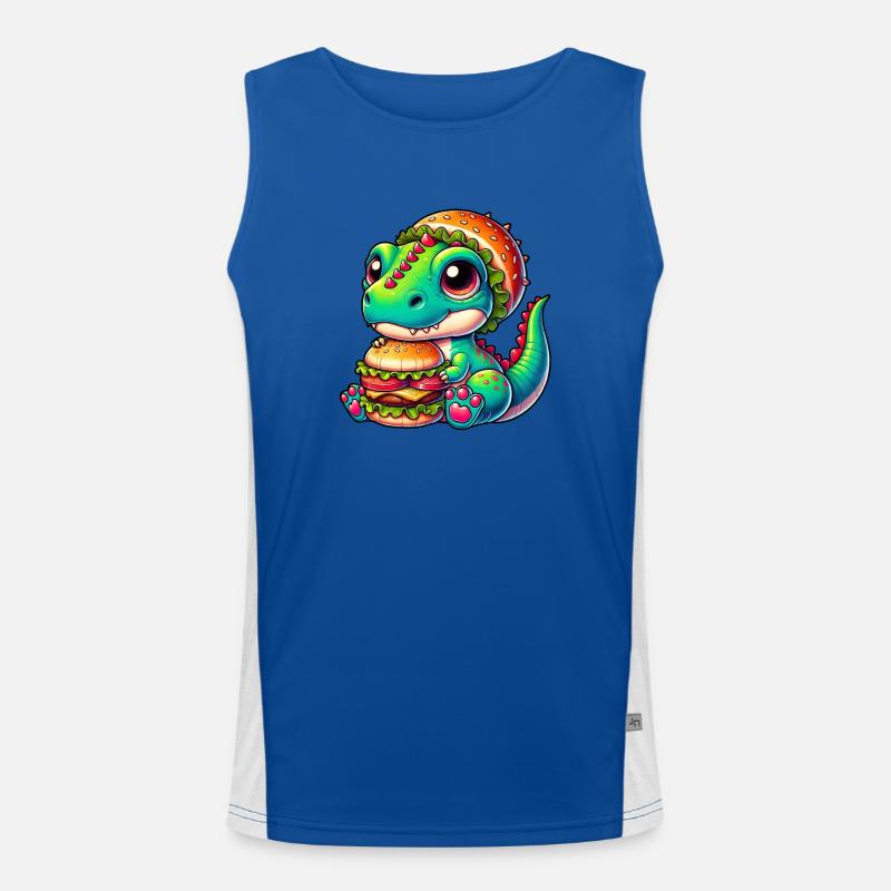 T-Rex Dinosaur Pumpkin Hat Whimsical Design Men's Functional Contrast Tank Top 