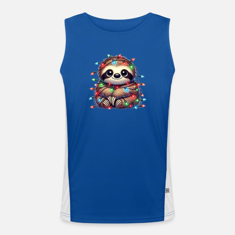 Cute Sloth Christmas String Lights Men's Functional Contrast Tank Top 