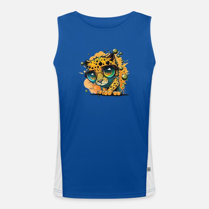 Leopard Kulleraugen Nerdbrille Funktionelles Kontrast-Tank Top für Männer 