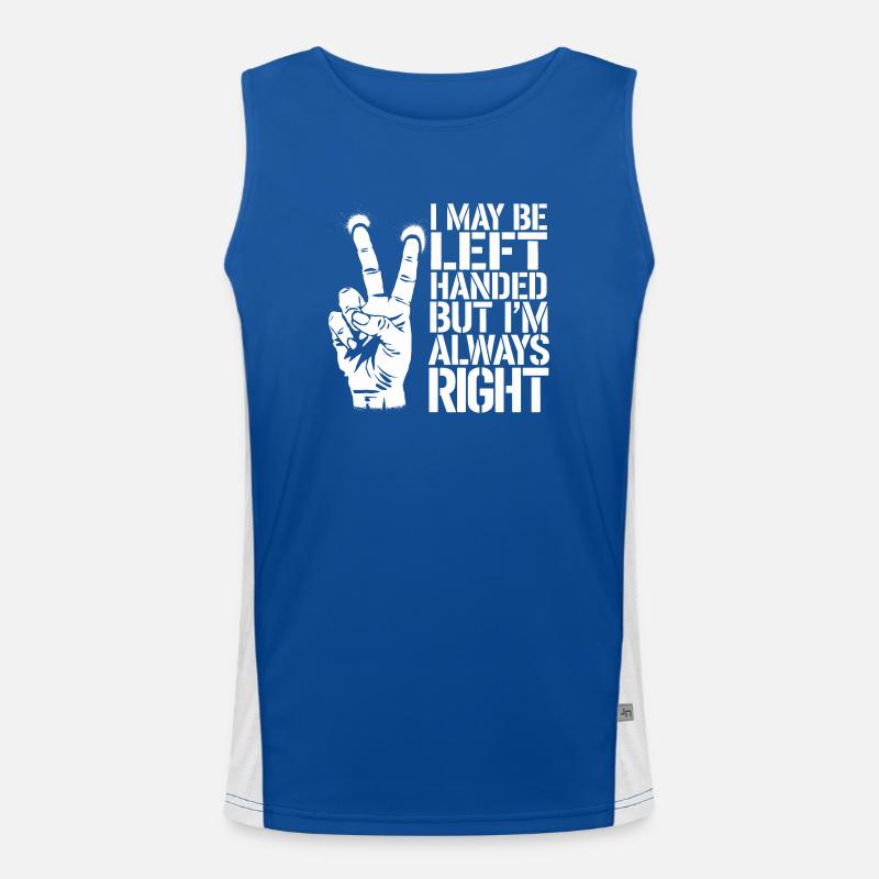 Smart statement til venstrehåndede - Funktionel kontrast tanktop til herrer - kongeblå/hvid