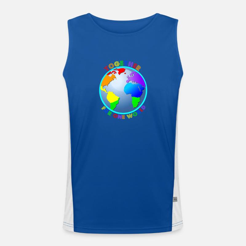 Statement: "For One World" - Regenbogenfarben Funktionelles Kontrast-Tank Top für Männer
