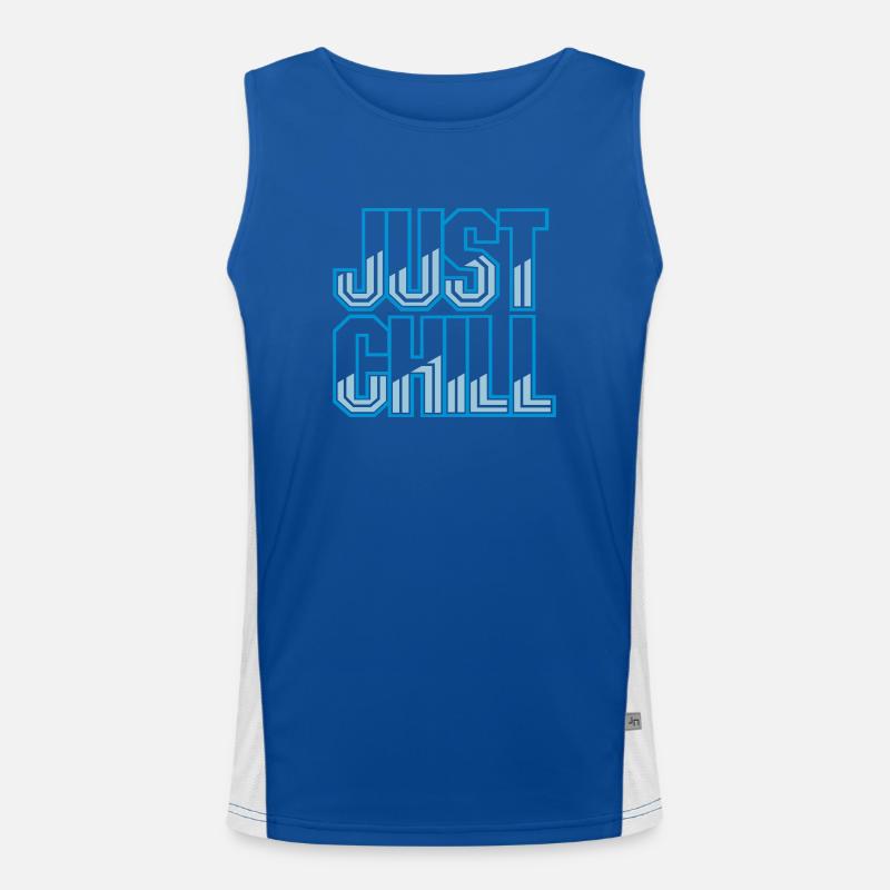 Just Chill Text Logo - Débardeur respirant contrasté Homme - bleu/blanc