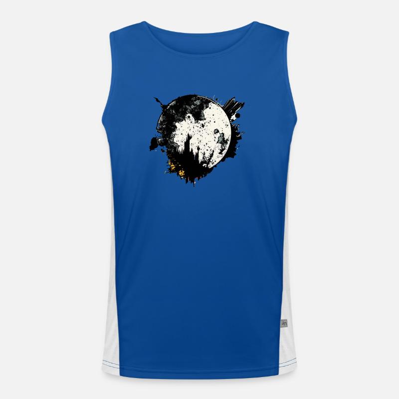 Moon graffiti black and white - Men's Functional Contrast Tank Top  - royal/white
