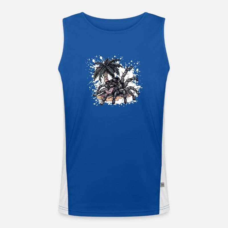 Tarantula Island Palm Tree - Men's Functional Contrast Tank Top - royal/white
