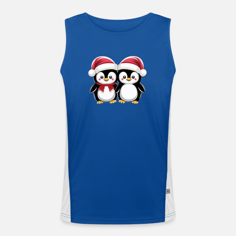 "Weihnachtliche Pinguin-Freunde" Funktionelles Kontrast-Tank Top für Männer 
