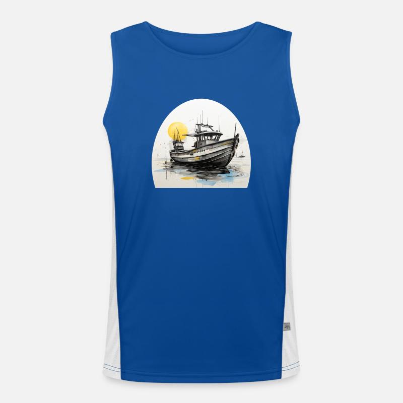 Fischerboot mit Angelruten Funktionelles Kontrast-Tank Top für Männer 