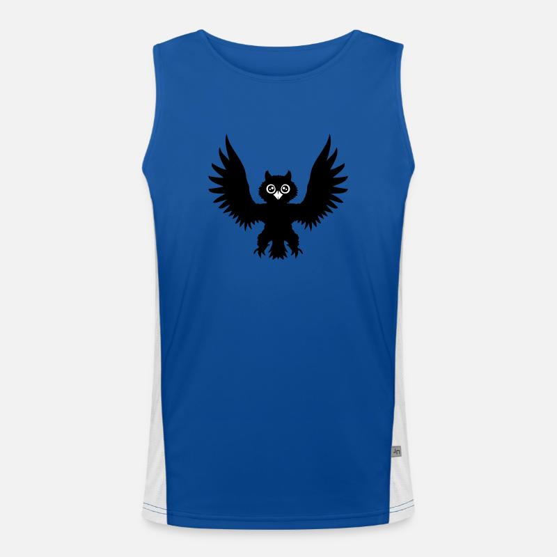 Owl Bird Eagle Owl Night Bird Raven Black Flying Cool Men's Functional Contrast Tank Top 