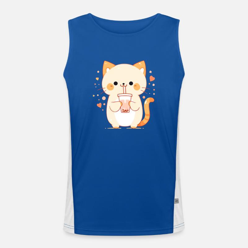Chat Kawaii Bubble Tea Boba Thé Débardeur respirant contrasté Homme 