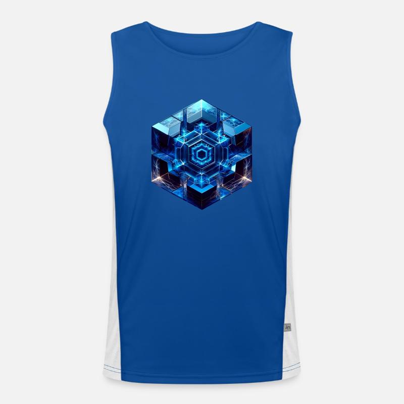 Sci Fi Cube - Men's Functional Contrast Tank Top  - royal/white