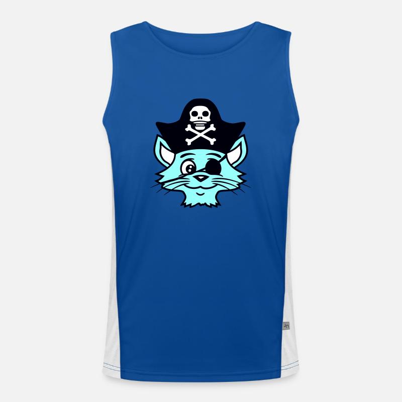 Cute Pirate Cats Buccaneer Eye Patch Hat Costume Men's Functional Contrast Tank Top 