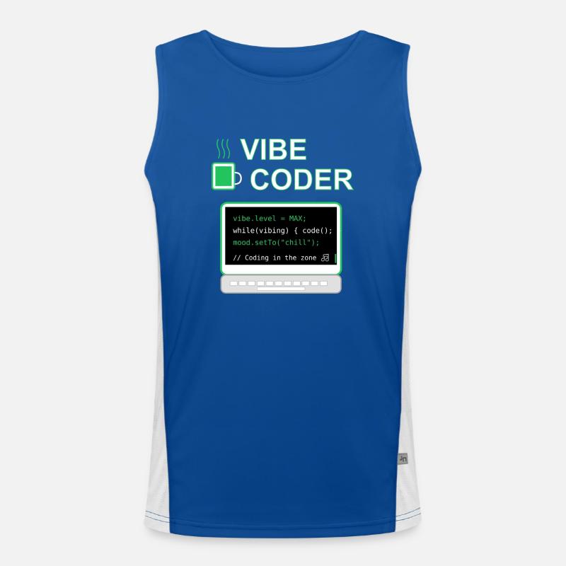Vibe Coder - Men's Functional Contrast Tank Top  - royal/white