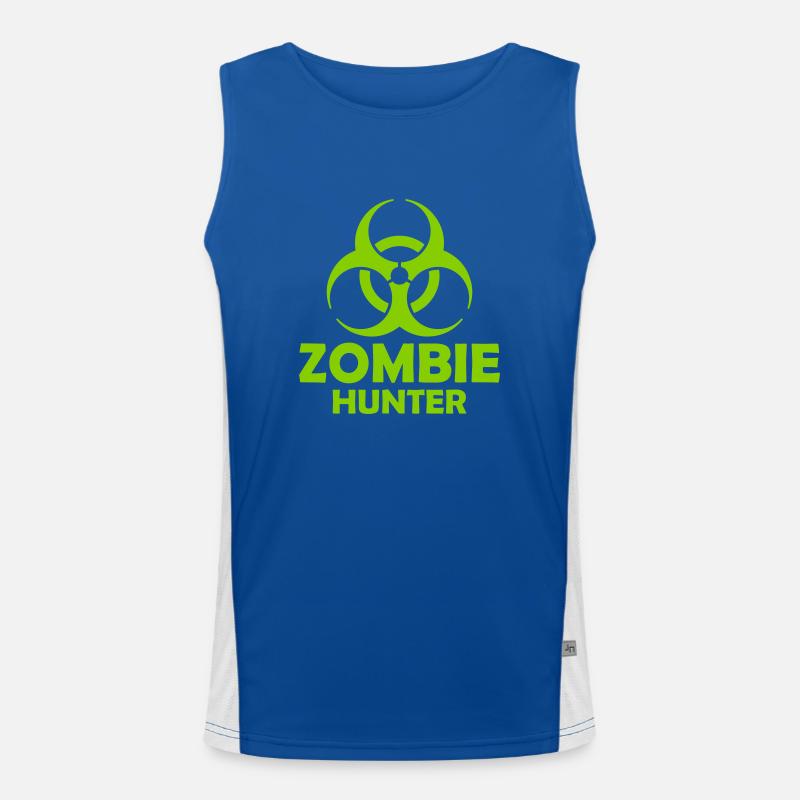 zombie hunter Halloween Quote Men's Functional Contrast Tank Top 