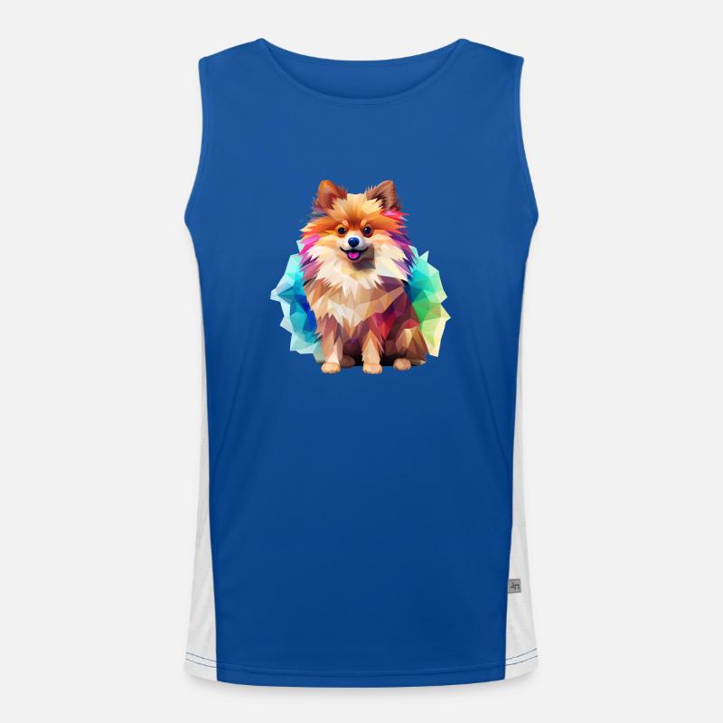 Miniature Spitz Geometric Drawing - Men's Functional Contrast Tank Top - royal/white
