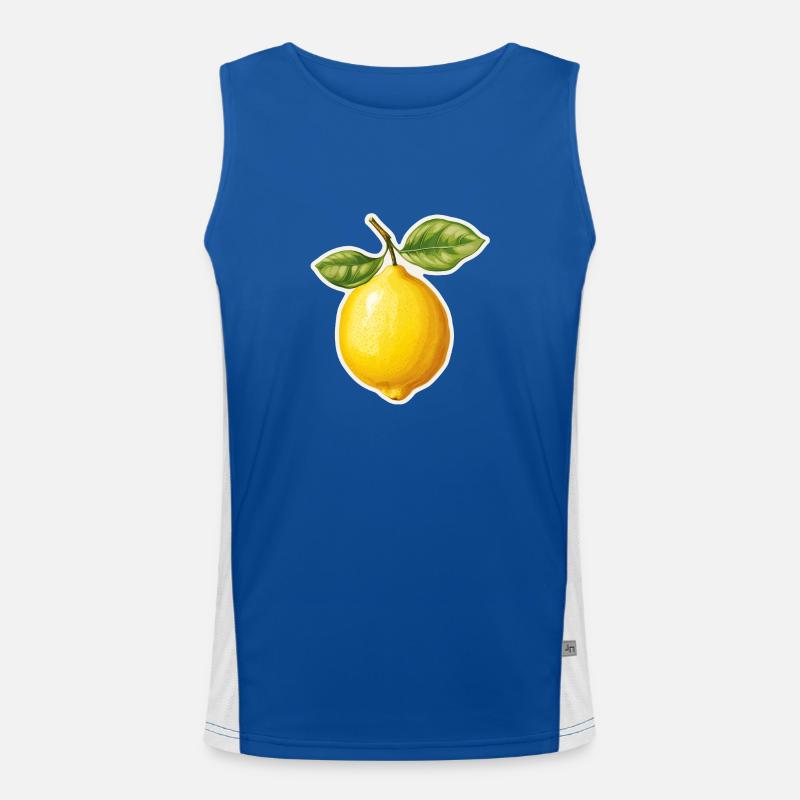 Lemon with 2 leaves Men's Functional Contrast Tank Top 