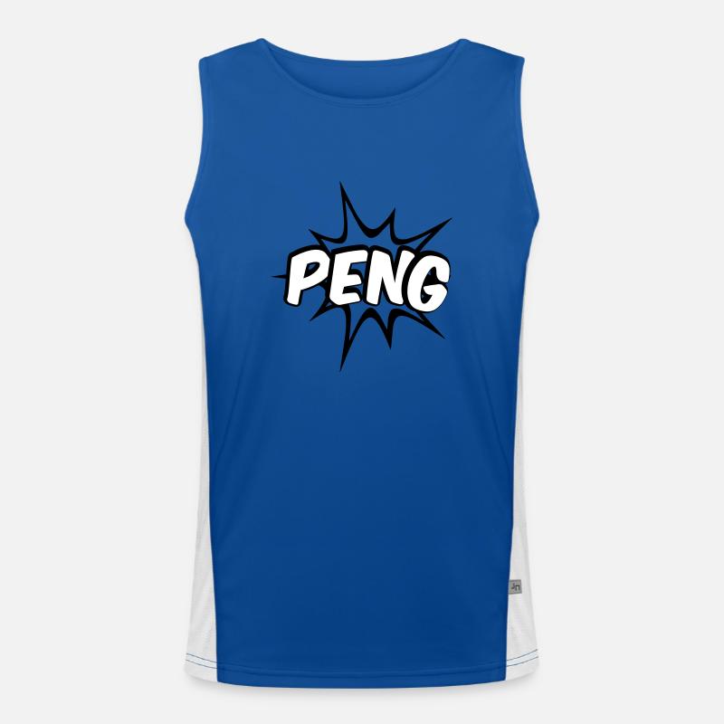 Peng Comic Design - Men's Functional Contrast Tank Top  - royal/white