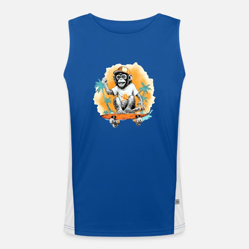 Kiki the skater monkey Men's Functional Contrast Tank Top 