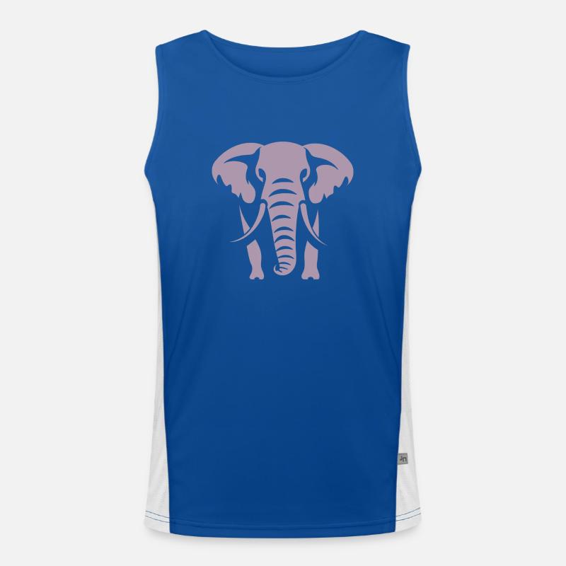 Elefant Silhouette Weiß Logo Funktionelles Kontrast-Tank Top für Männer 