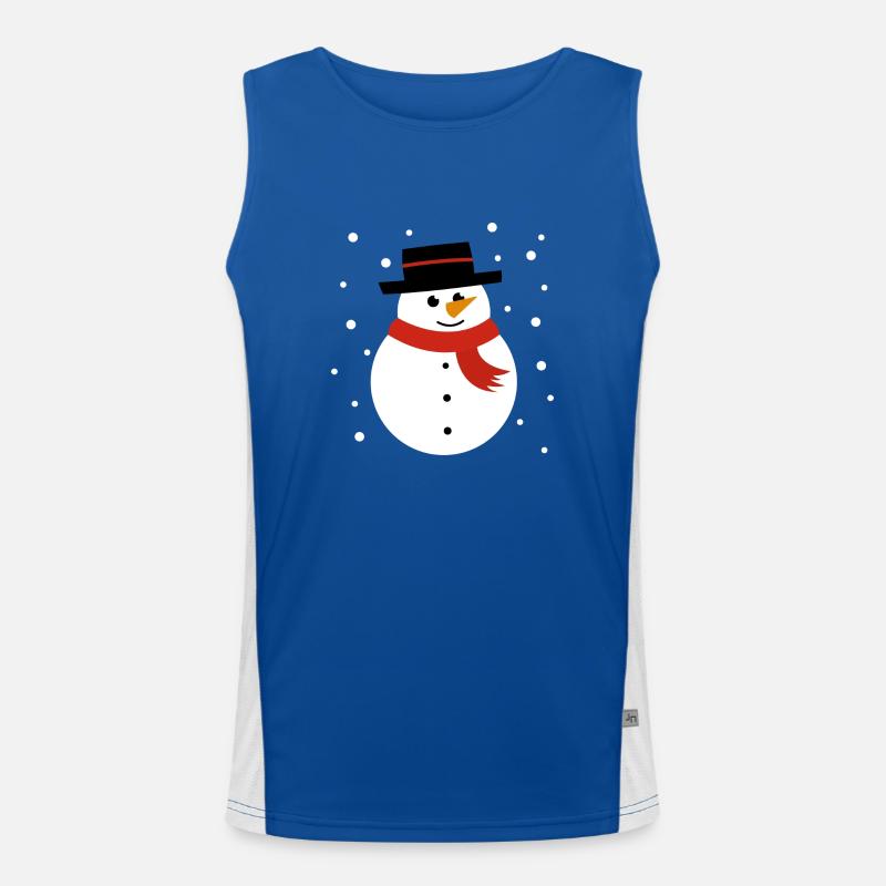 Schneemann mit Schneeflocken Funktionelles Kontrast-Tank Top für Männer 
