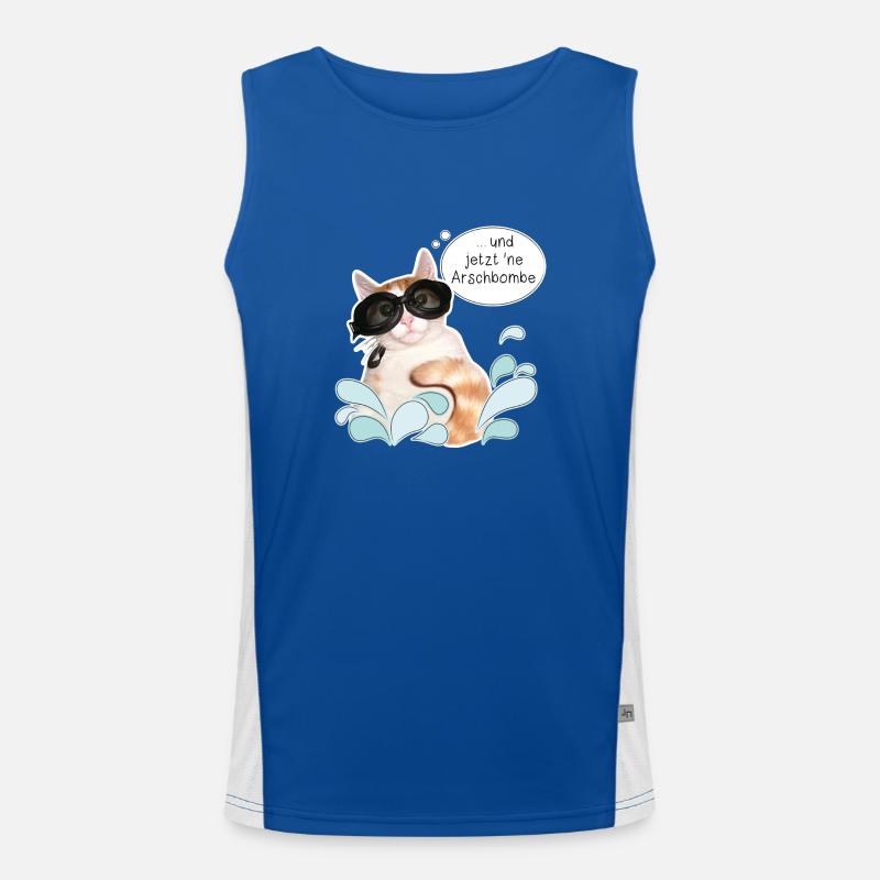 Katze - Sommer - Ferien - Sonne - Arschbombe - DD Funktionelles Kontrast-Tank Top für Männer 