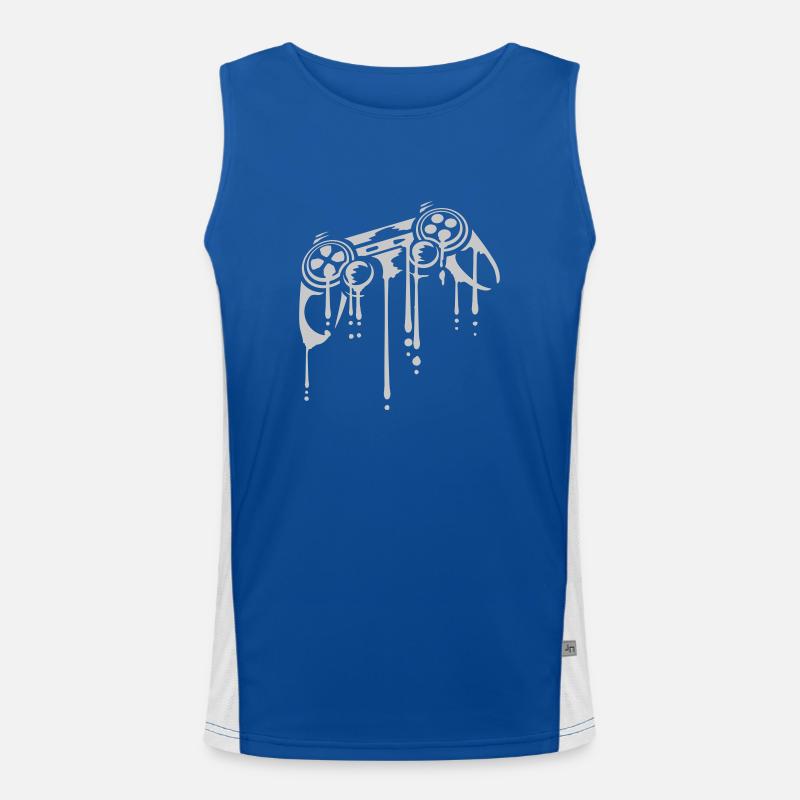 Drops Controller Retro Graffiti - Men's Functional Contrast Tank Top  - royal/white