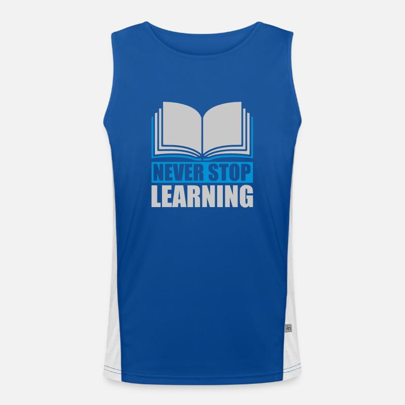 never stop learning quote - Men's Functional Contrast Tank Top  - royal/white