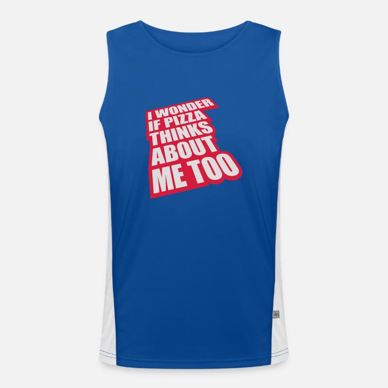 pizza thinks about me - Men's Functional Contrast Tank Top  - royal/white