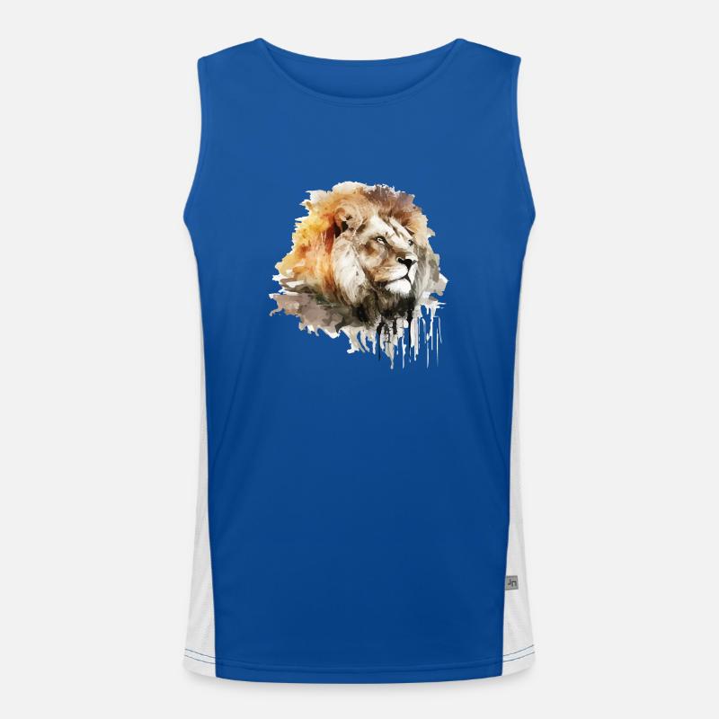 löwe Wasserfarben Farbspritzer Kunst Funktionelles Kontrast-Tank Top für Männer 