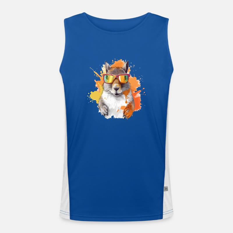 Tom, das Eichhörnchen mit Brille Funktionelles Kontrast-Tank Top für Männer 